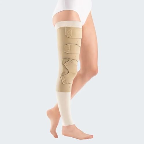 medi circaid juxtafit essentials adaptives Kompressionssystem für den Oberschenkel mit Knie | Größe: XL | Links | Kurz | Zur Entstauung von Arm-Lymphödemen | Einstellbarer Kompressionsdruck von medi