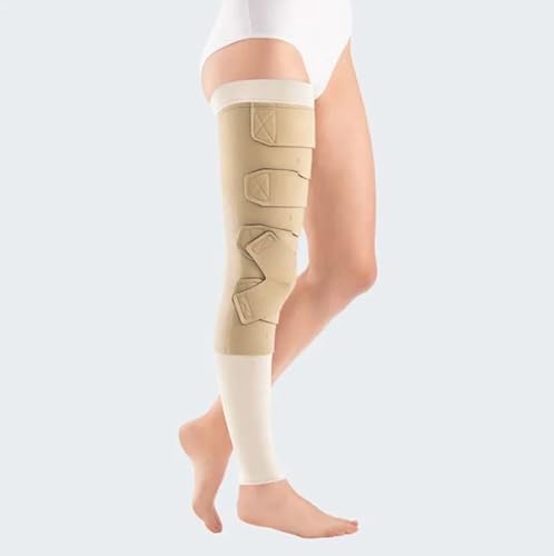 medi circaid juxtafit essentials adaptives Kompressionssystem für den Oberschenkel mit Knie | Größe: XL | Rechts | Extra kurz | Zur Entstauung von Arm-Lymphödemen | Einstellbarer Kompressionsdruck von medi