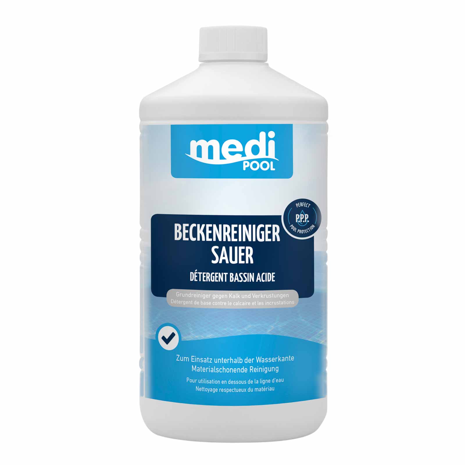 mediPOOL Beckenreiniger sauer 1 Liter, Grundreiniger, Poolreiniger, Randreiniger von mediPOOL