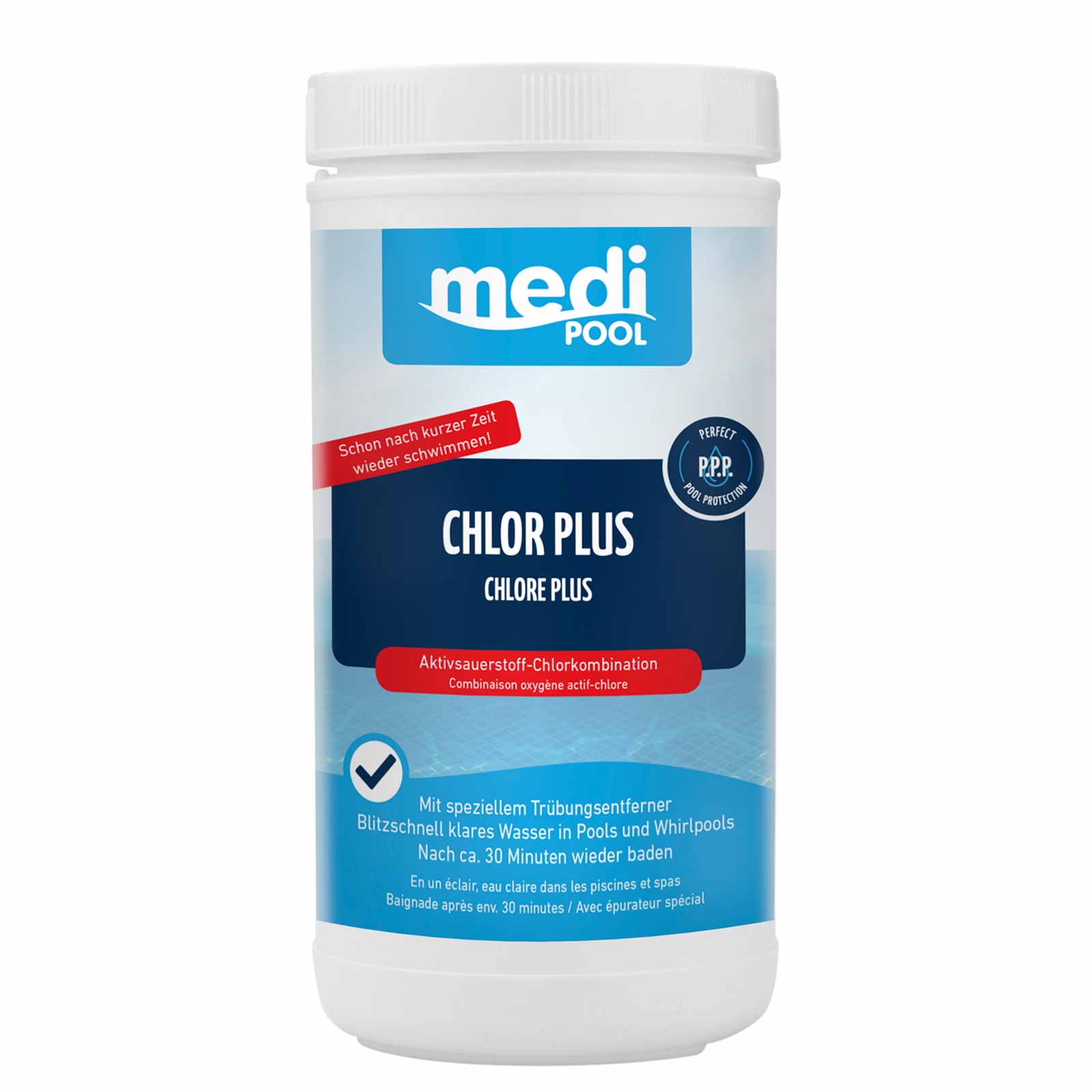 mediPOOL Chlor PLUS-Desinfektion 1kg Schnellchlorung Poolreiniger Poolreinigung von mediPOOL