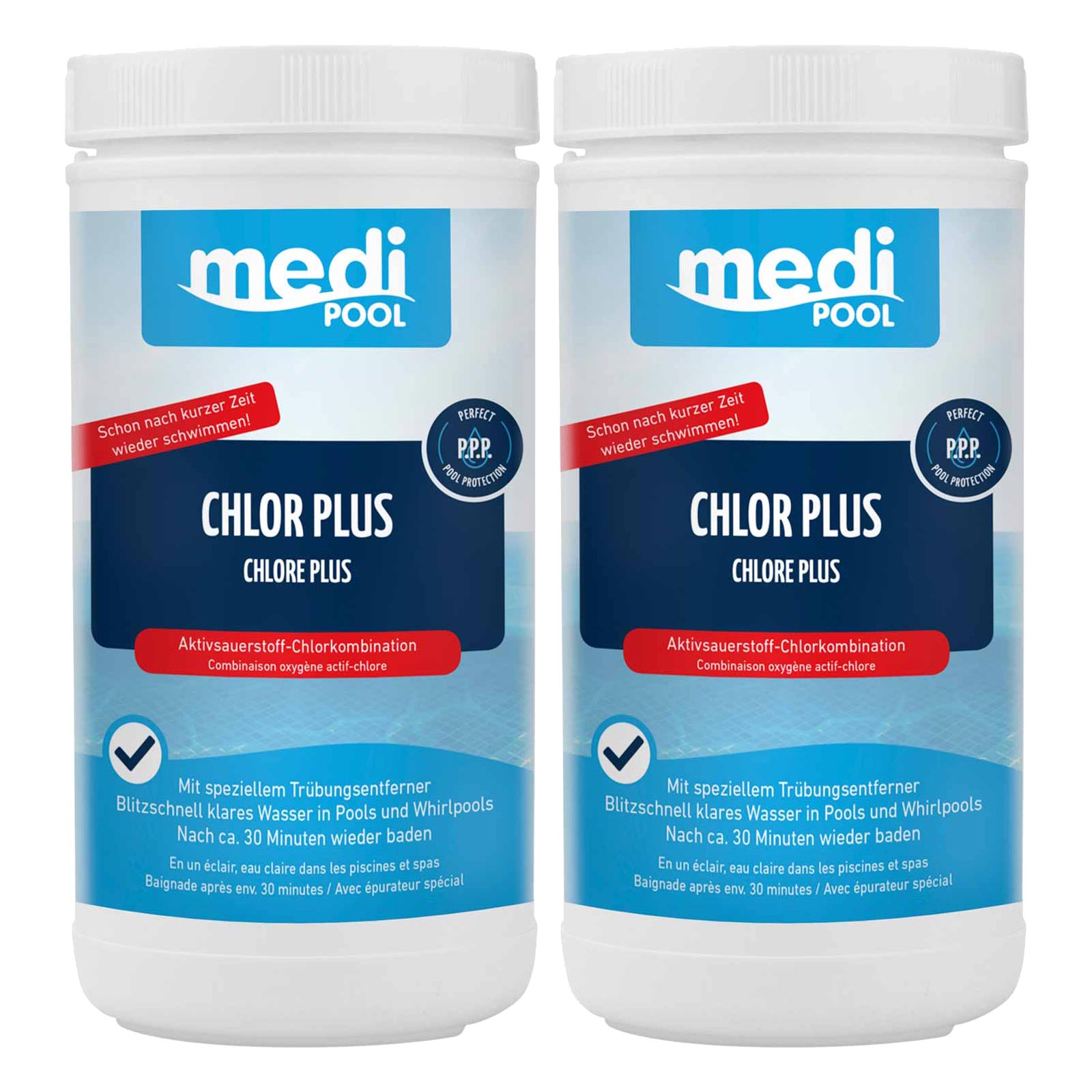 mediPOOL Chlor PLUS-Desinfektion 2kg Schnellchlorung Poolreiniger Chlorpulver Menge:2 von mediPOOL