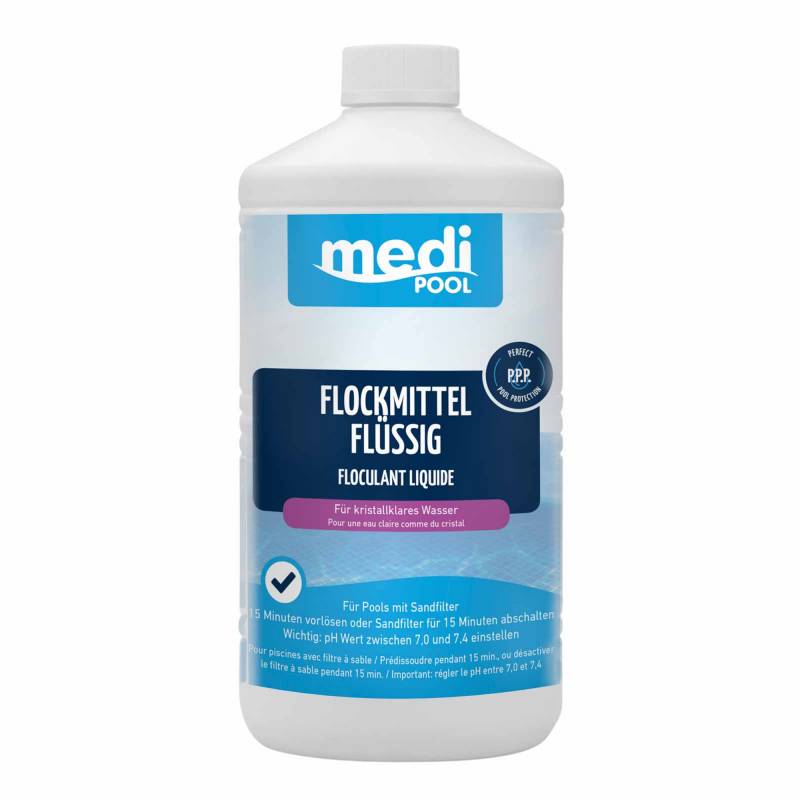 mediPOOL Flockmittel flüssig 1 Liter mit Sofortwirkung, für die Poolpflege von mediPOOL