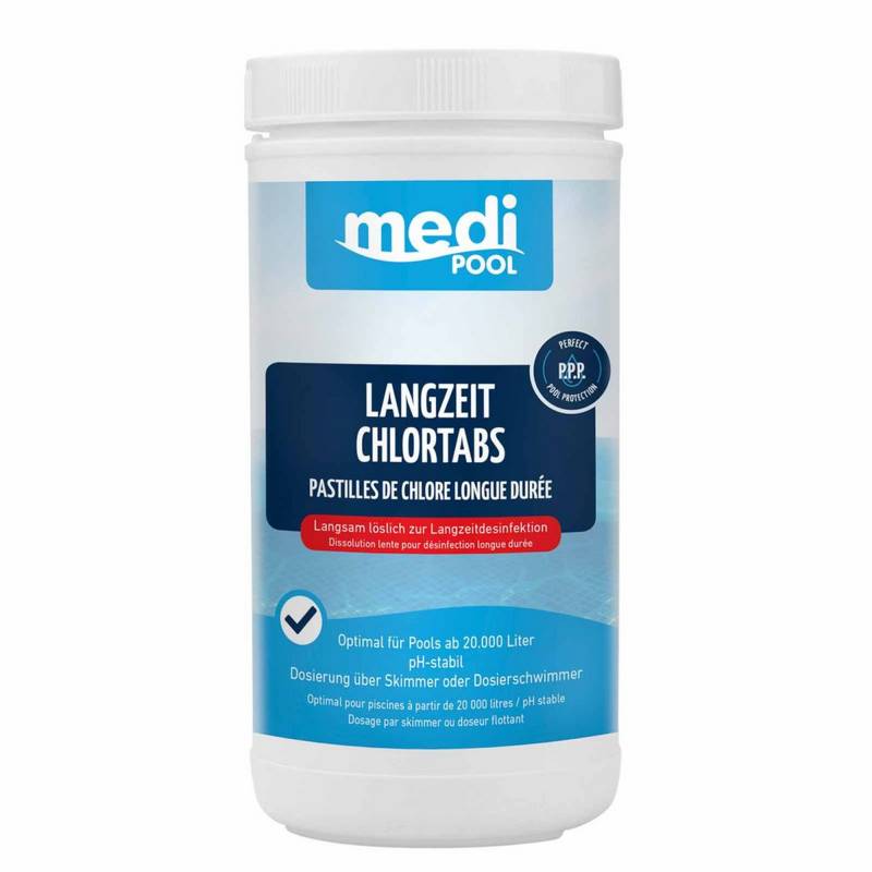 mediPOOL Langzeit-Chlortabs 1 kg, für die Poolpflege von mediPOOL