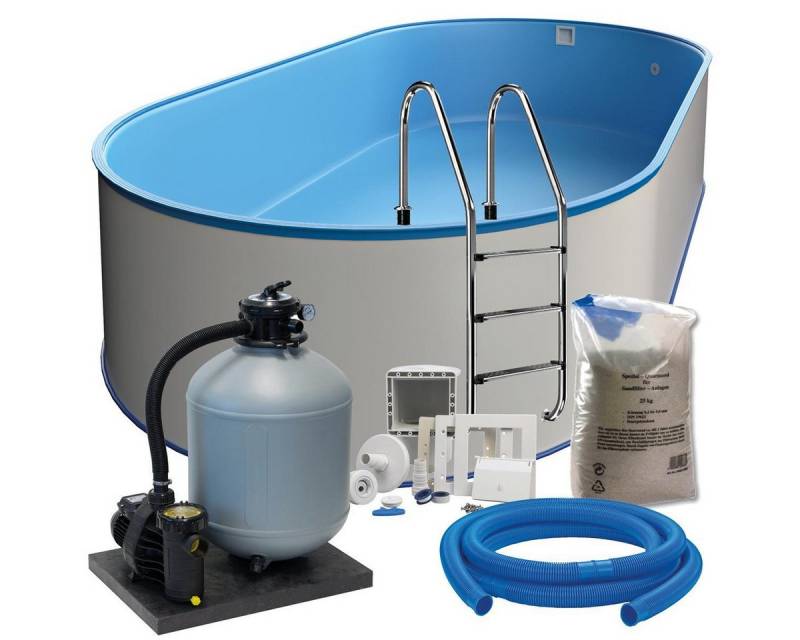 mediPOOL Ovalpool Ovalpool-Set exklusiv 8,00 x 4,20 x 1,20 m (Komplett-Set) von mediPOOL