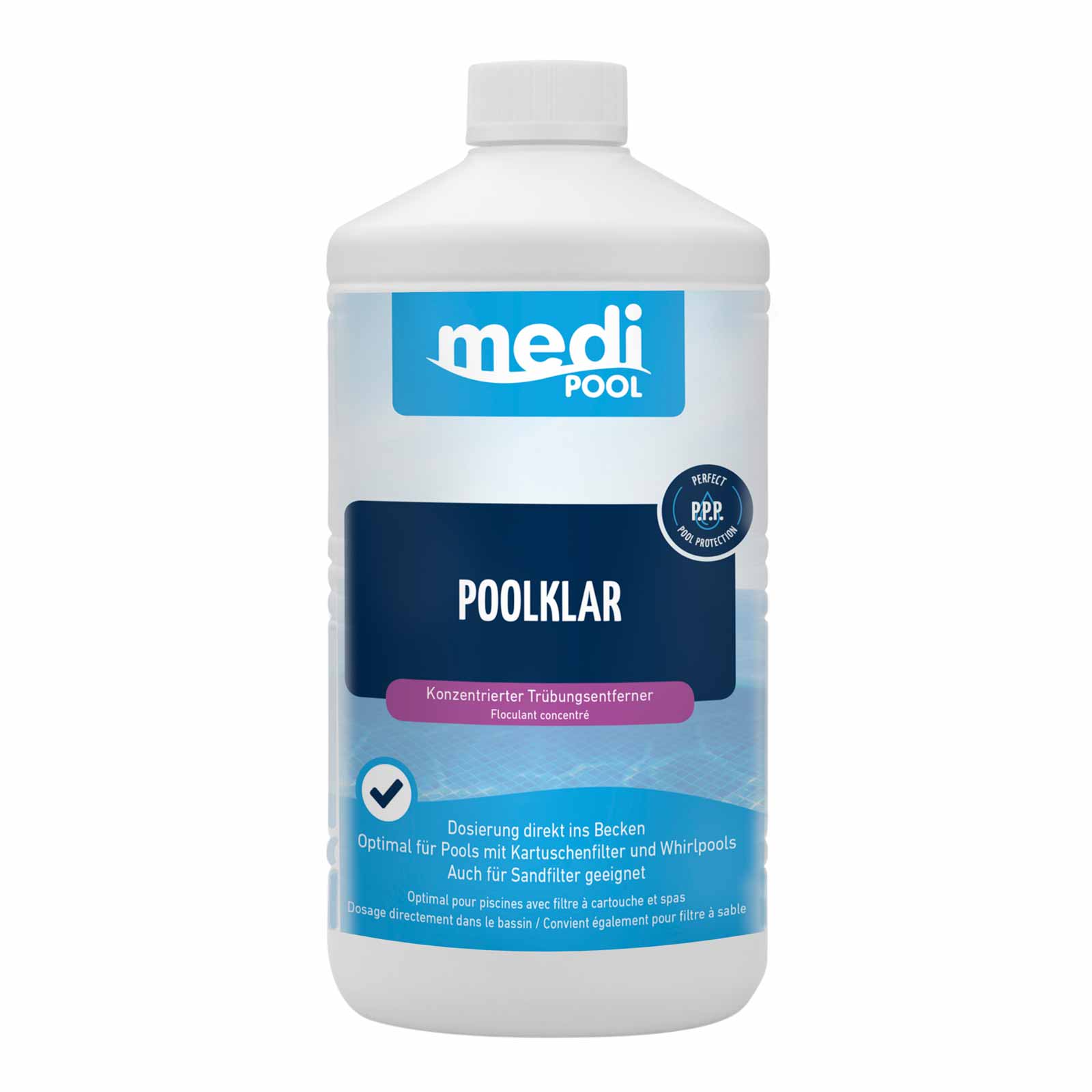 mediPOOL PoolKlar 1 L, Trübungsbeseitiger, Klareffekt, Wasserpflege Poolreiniger von mediPOOL