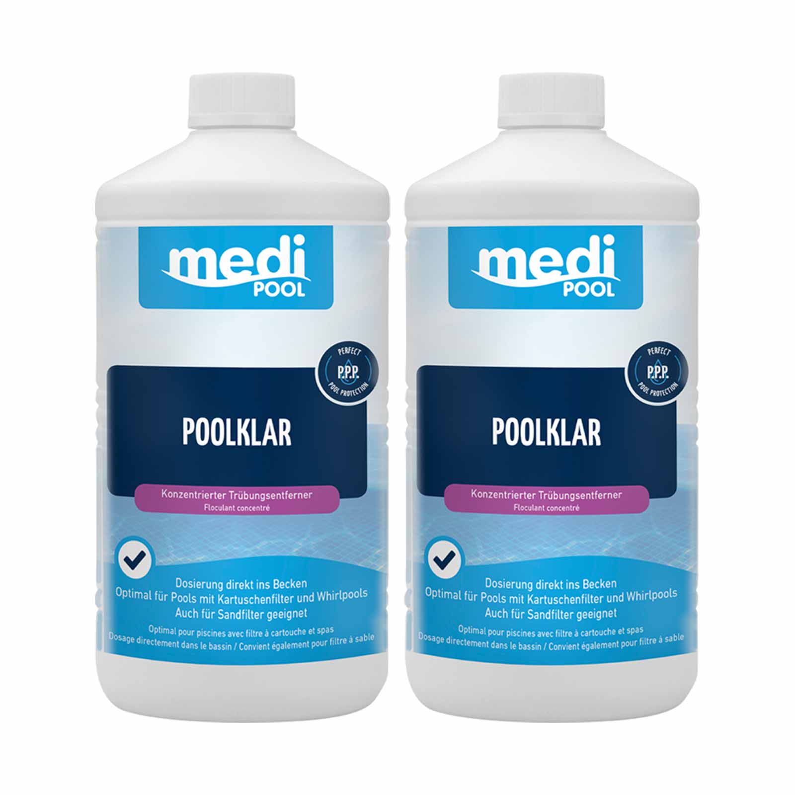 mediPOOL PoolKlar x 1l, Trübungsbeseitiger Klareffekt Wasserpflege Poolreiniger Menge:2 von mediPOOL