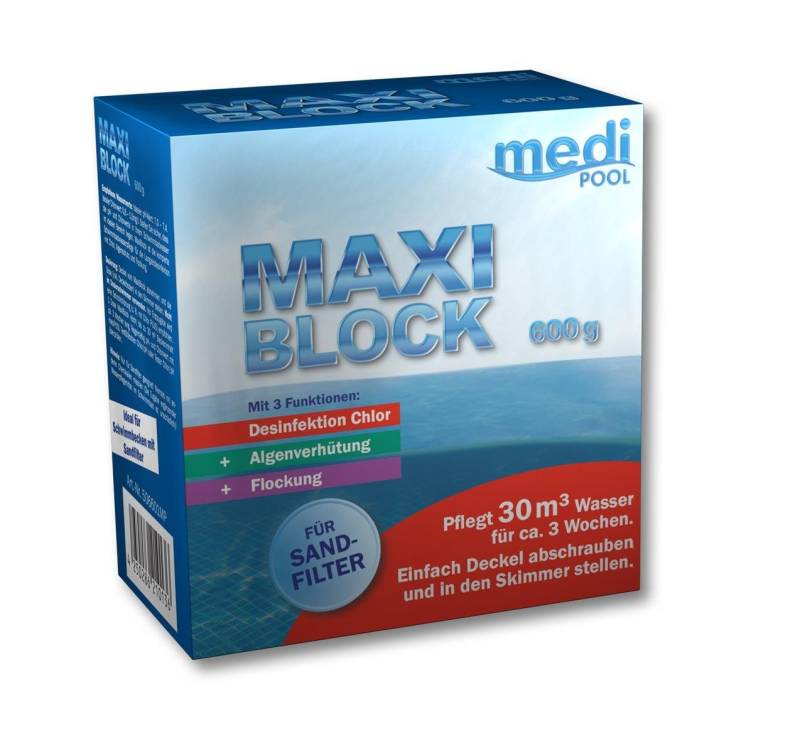 mediPOOL Poolpflege mediPOOL 3 in 1 Maxi Block 600 g, (Spar-Set) von mediPOOL