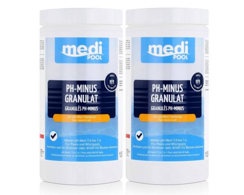 mediPOOL Poolpflege mediPOOL PH-Minus Granulat 1,5kg - Zur pH-Wert Senkung (2er Pack) von mediPOOL