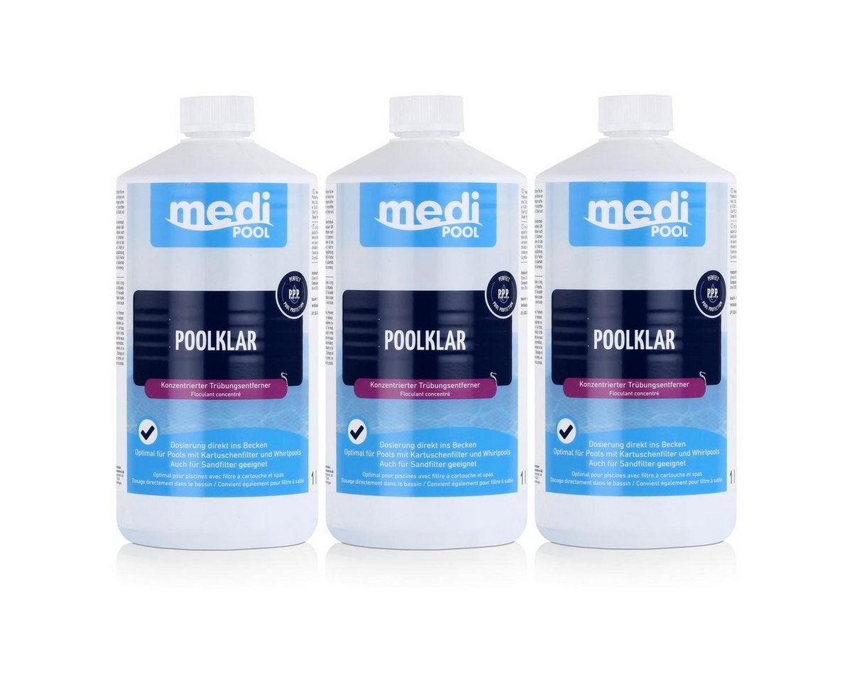 mediPOOL Poolpflege mediPOOL Poolklar 1L - Konzentrierter Trübungsentferner (3er Pack) von mediPOOL