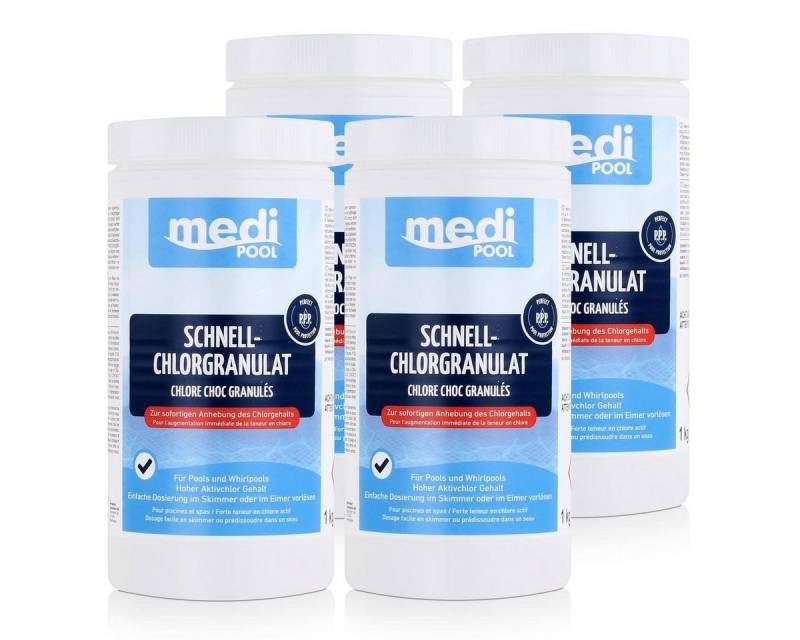 mediPOOL Poolpflege mediPOOL Schnell-Chlorgranulat 1kg - Anhebung des Chlorgehalts (4er Pa von mediPOOL