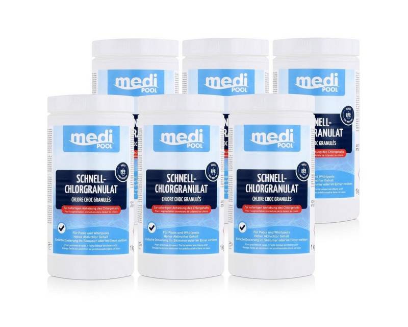 mediPOOL Poolpflege mediPOOL Schnell-Chlorgranulat 1kg - Anhebung des Chlorgehalts (6er Pa von mediPOOL