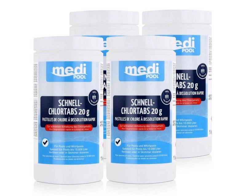 mediPOOL Poolpflege mediPOOL Schnell-Chlortabs 1kg - Anhebung des Chlorgehalts (4er Pack) von mediPOOL