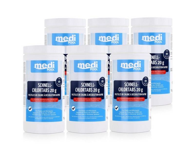 mediPOOL Poolpflege mediPOOL Schnell-Chlortabs 1kg - Anhebung des Chlorgehalts (6er Pack) von mediPOOL