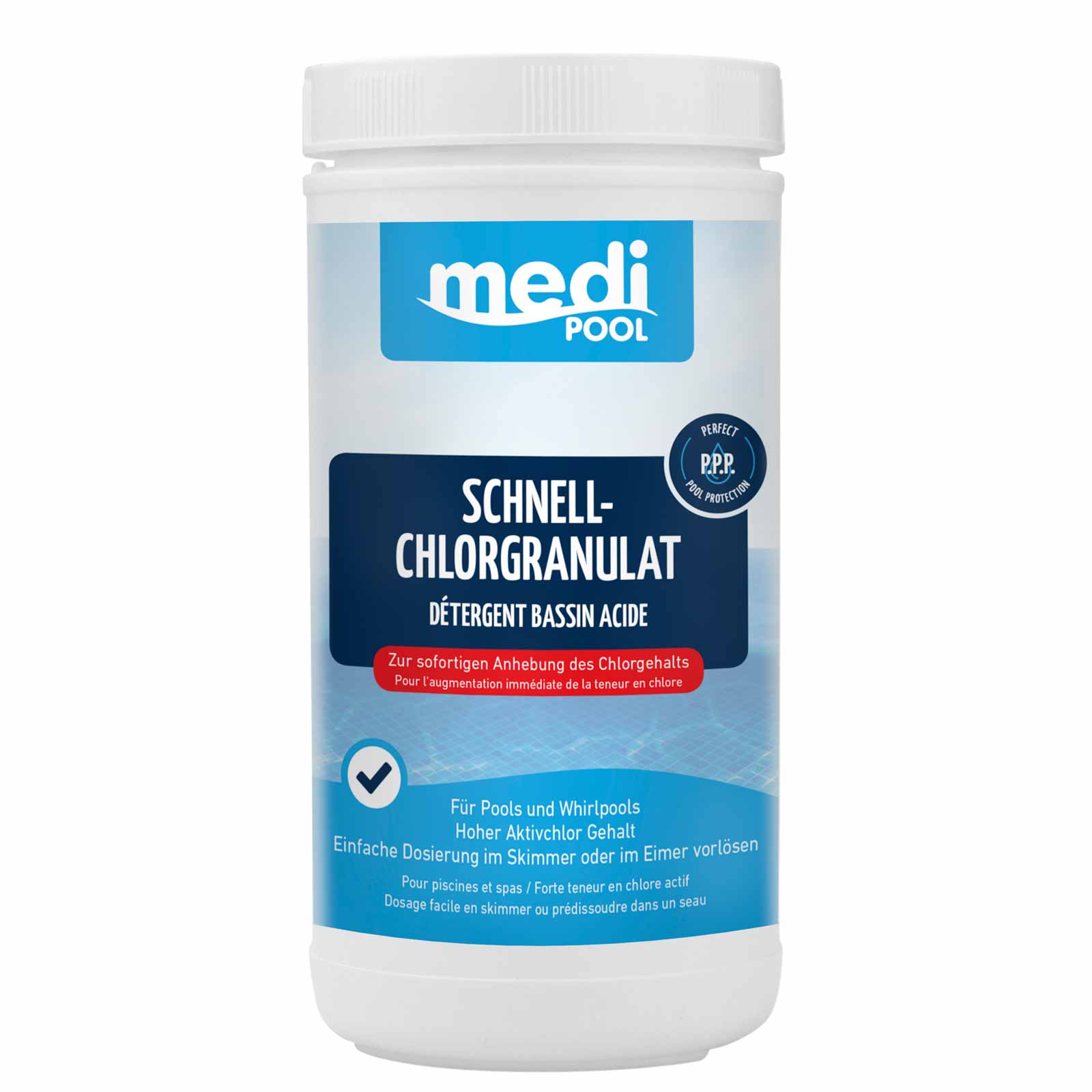 mediPOOL SchnellChlor Granulat Chlorgranulat Aktivchlor Poolreinigung Poolpflege Inhalt:1 kg von mediPOOL