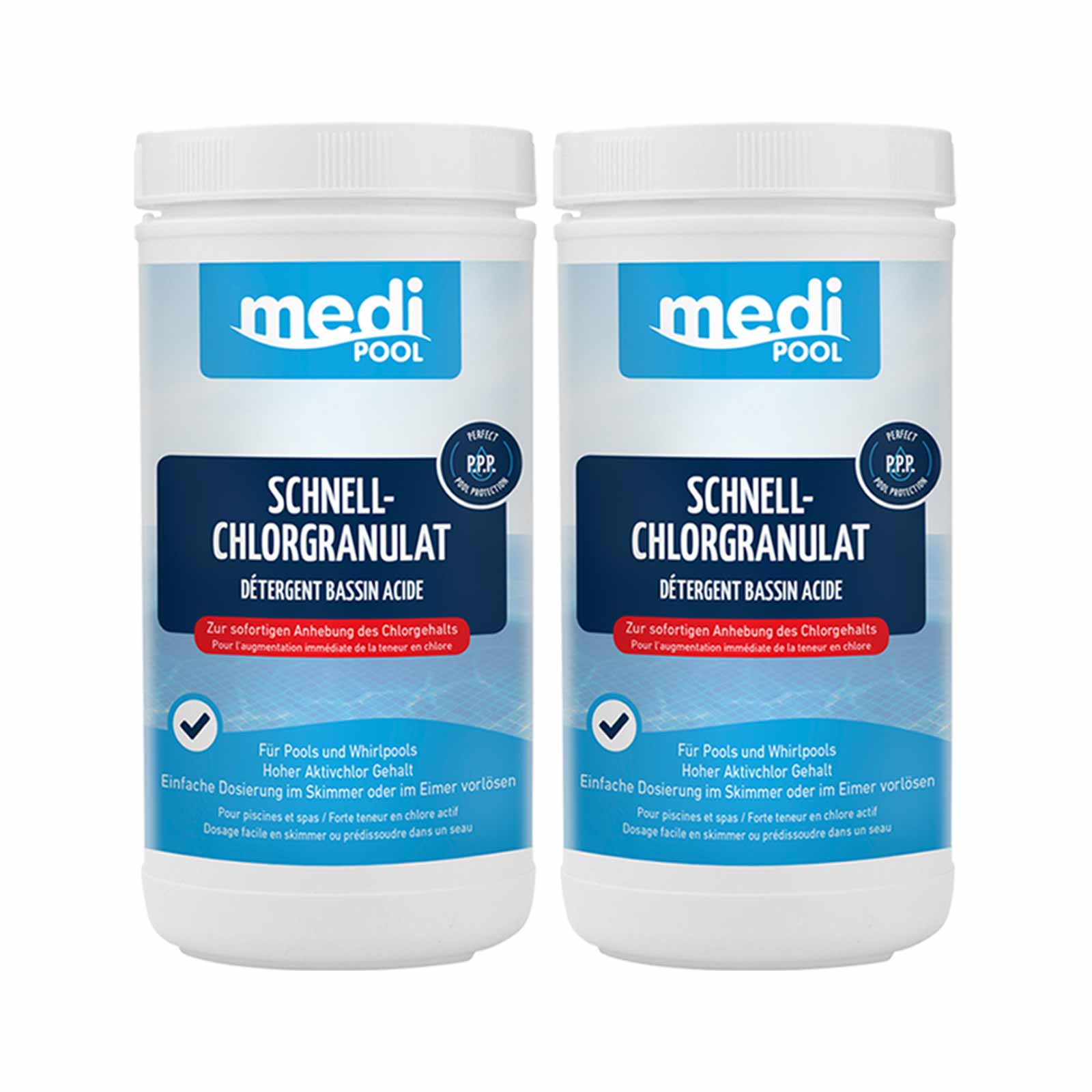 mediPOOL SchnellChlor Granulat x 1 kg, Chlorgranulat Aktivchlor Poolreinigung Menge:2 von mediPOOL