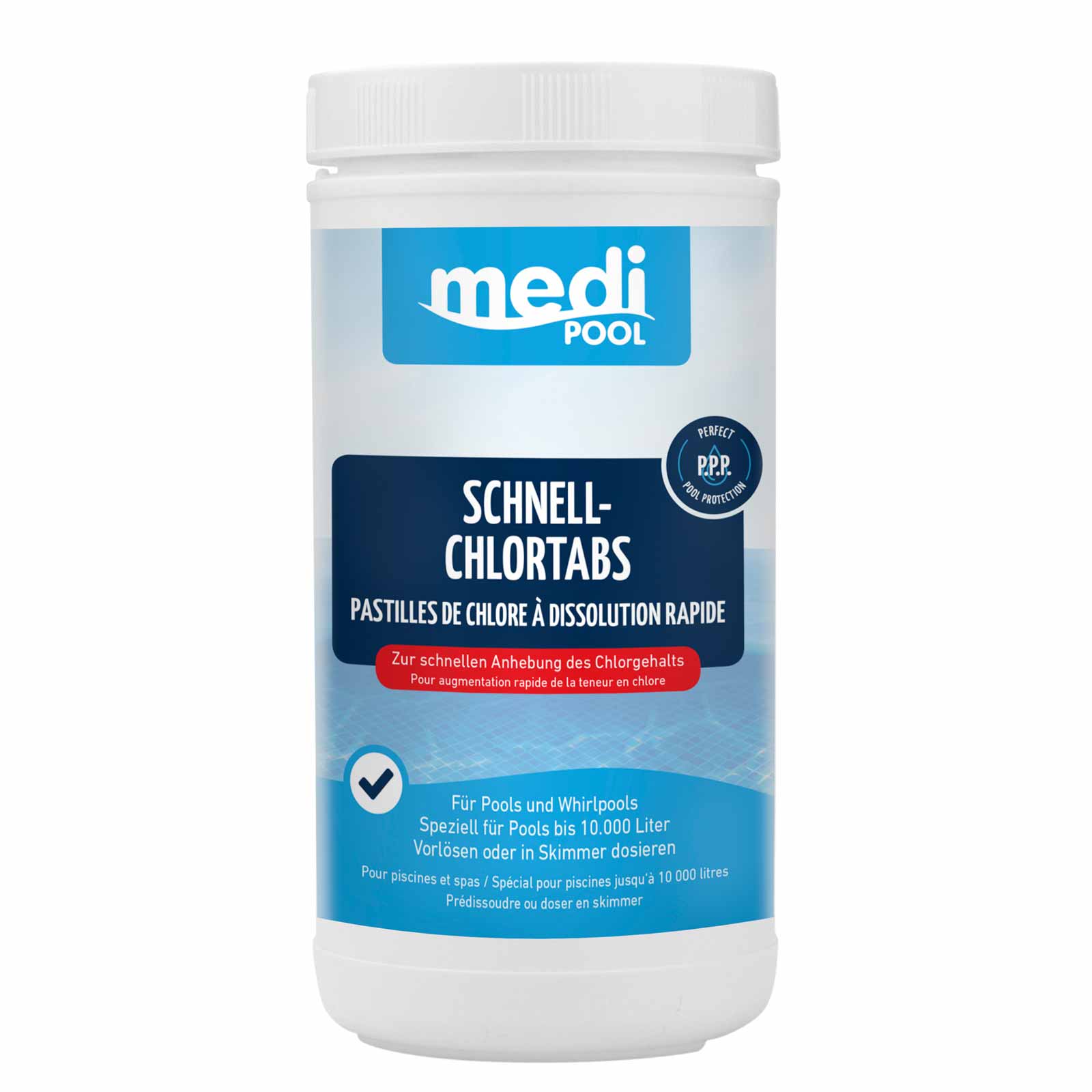 mediPOOL SchnellChlor Tabs 20g Schnellchlortabletten Chlortabletten Poolreiniger Inhalt:1 kg von mediPOOL