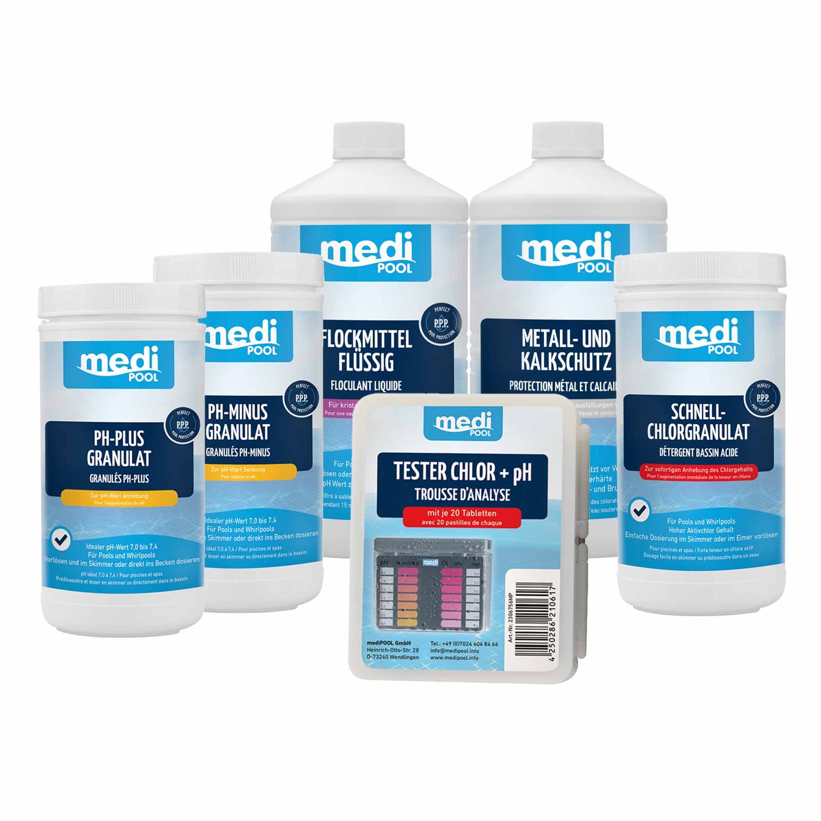 mediPOOL Wasserpflege dunkle Trübung, pH-Wert Chlor Trübungsentferner Kalkschutz Ausführung:Für Sandfilter von mediPOOL