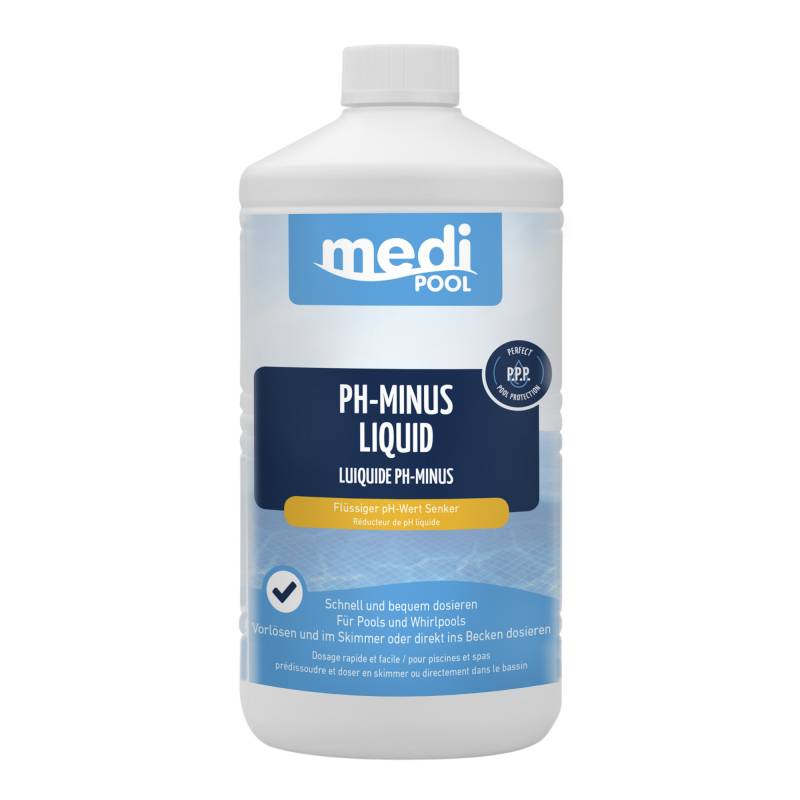 mediPOOL pH-Minus Liquid 1 Liter, für die Poolpflege von mediPOOL