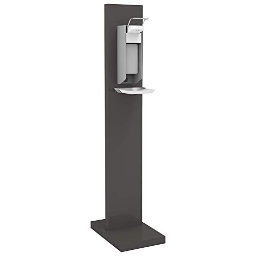medimObil Desinfektionssäule anthrazit Hand Desinfektionsstation Desinfektionsmittelspender stehend mit 500 ml inkl. Auffangschale von medimObil