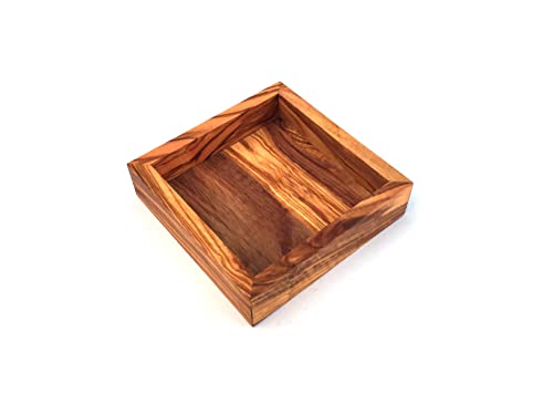 Ablage quadratisch 12 cm Holz Tablett handgefertigt aus Olivenholz von medina mood