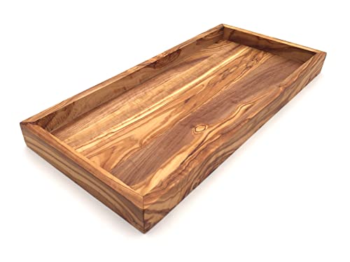 Ablage rechteckig L. 37 cm, Holz Serviertablett, Tablett, Platte, handgefertigt aus Olivenholz, Hochwertig, Geschenk. von medina mood