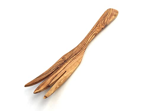 Serviergabel mit 3 Zacken 30 cm, Holzgabel, handgefertigt aus Olivenholz von medina mood