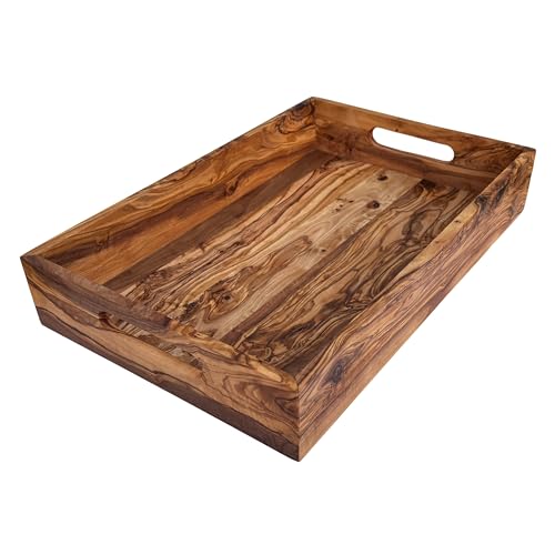 Serviertablett mit 2 Griffen „My Home“ 42 x 27 x 7 cm – Handgefertigtes Rechteckiges Tablett aus Olivenholz Serviertablett mit 2 Griffen „My Home“ 42 x 27 x 7 cm – Handgefertigtes Rechteckiges Tablett aus Olivenholz von medina mood