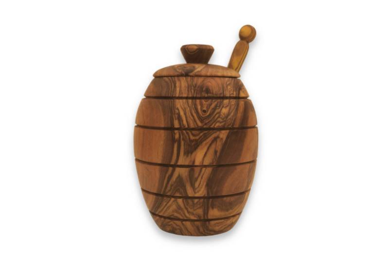 medina mood Honigglas Honigtopf mit Honiglöffel The Happy Bee aus Olivenholz, (1-tlg) von medina mood