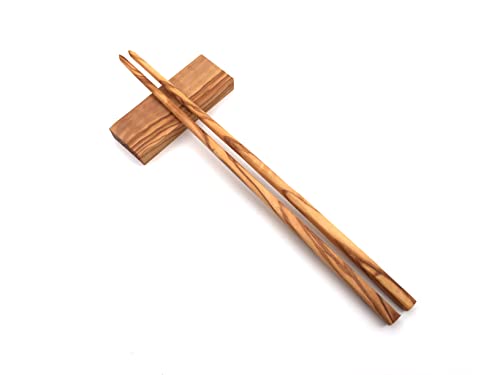 medina mood Sushi Essstäbchen Länge 23 cm inklusive Halter Chopsticks handgemacht aus Olivenholz Hochwertig Geschenk von medina mood