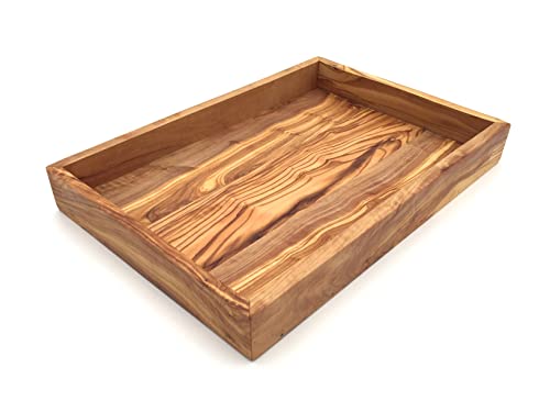 medina mood Tablett rechteckig L. 32 cm, Holz Serviertablett, Ablage, Platte, handgefertigt aus Olivenholz, Geschenk. von medina mood