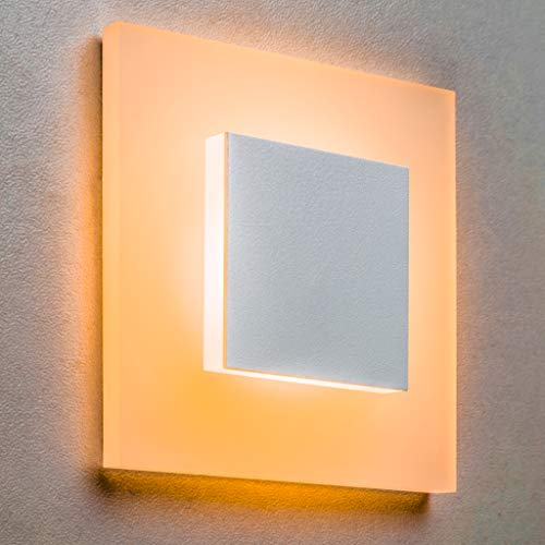 meerkatsysteme LED Treppenbeleuchtung Premium SunLED Pyramid Small 230V 1W Echtes Plexi-Glas Treppenlicht mit Unterputzdose Beleuchtung Wandeinbauleuchte (ALU: Weiß; LICHT: Warmweiß, 1 Stück) von meerkatsysteme