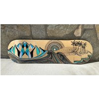 Skateboard Wandkunst, Handgemalt, Beach Art, Deck, Surf Wanddeko von meeshyboards