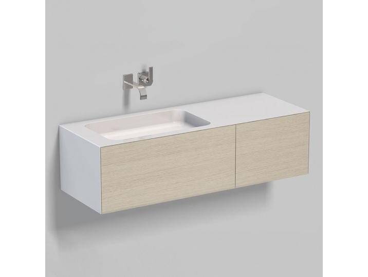 Alape Folio8 Waschplatz 125,4 x 45 cm, ohne Hahnloch, Beckenmulde links 1058261 von megabad