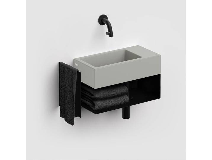 Clou Flush 3 Right Keramik - Handwaschbecken 36 cm mit offenem Unterschrank 2359022 von megabad