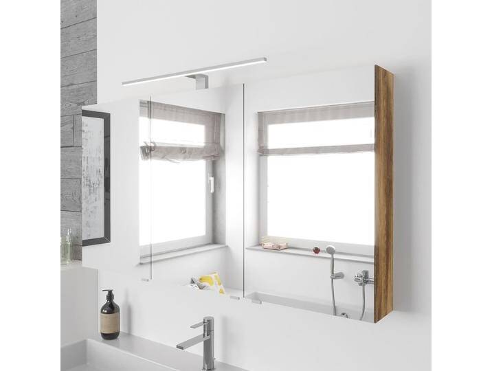 Lodge Spiegelschrank 120 cm mit 3 Türen und LED-Aufbauleuchte 1136435 von megabad