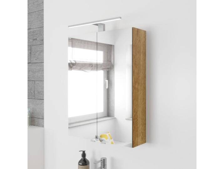 Lodge Spiegelschrank 50 cm mit 2 Türen und LED-Aufbauleuchte 1136327 von megabad