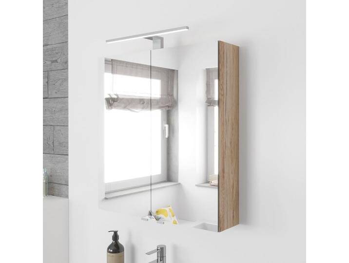 Lodge Spiegelschrank 60 cm mit 2 Türen und LED-Aufbauleuchte 1136345 von megabad