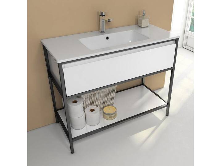 Loft 2.0 Waschtischunterschrank 100 cm, mit Metallgestell 1273526 von megabad