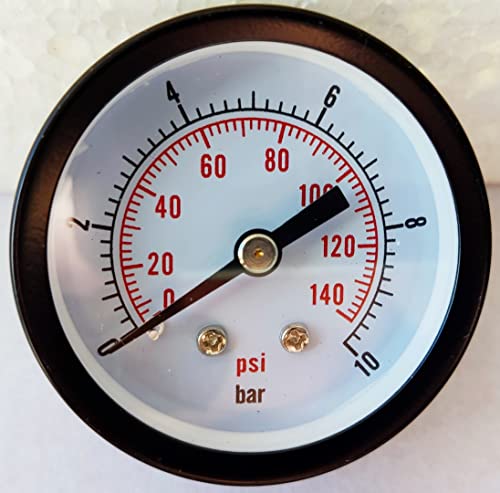 Manometer für Hauswasserwerk Druckanzeiger 0-10 BAR Anzeige Metall Gehäuse schwarz - Anschluss 1/4 AG von megafixx