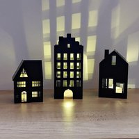 Set Aus 3 Teelichthäusern 3D-Druck | Filigrane Led-Teelicht-Deko Weiß Oder Schwarz Moderne Weihnachts - & Wohnraumdeko von megahobbycreations