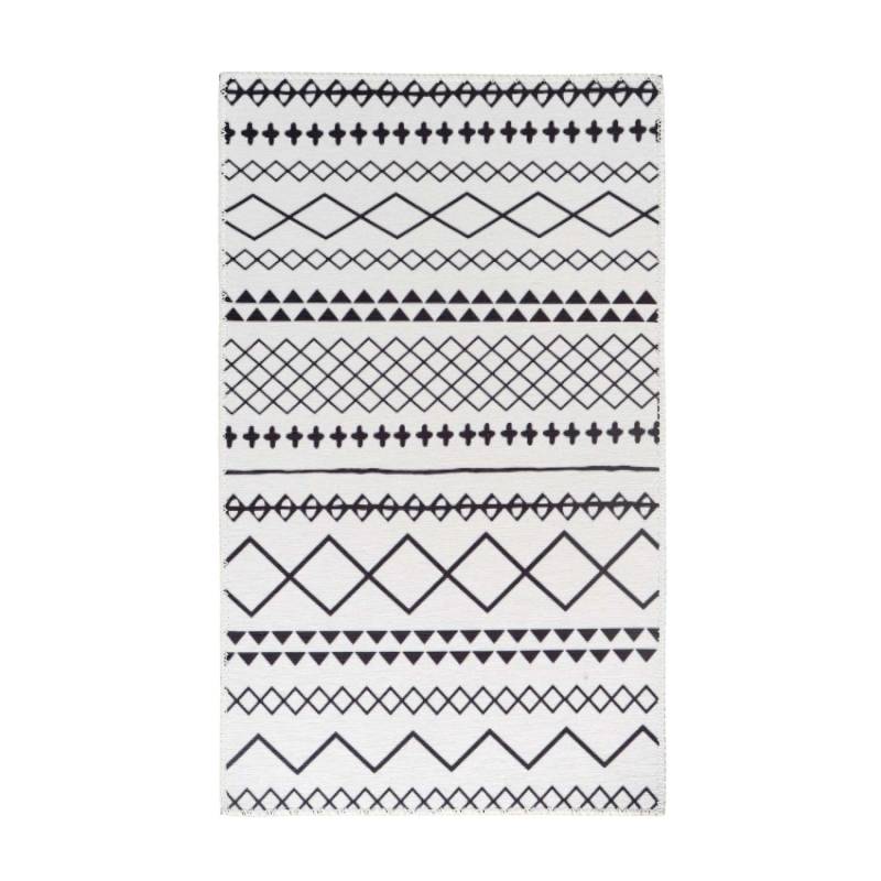 MeGusta Flachflor Teppich EthnoDesign Weiß - Schwarz Polyester 160x230 cm Sonia von megusta