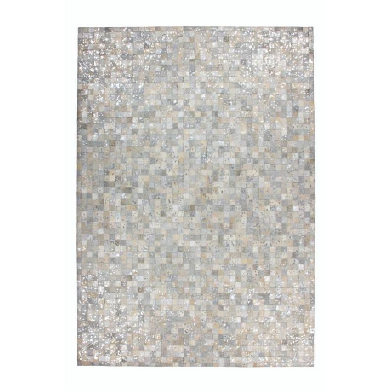 MeGusta Flachflor Teppich PatchworkDesign Grau - Silber Leder 120x170 cm María von megusta