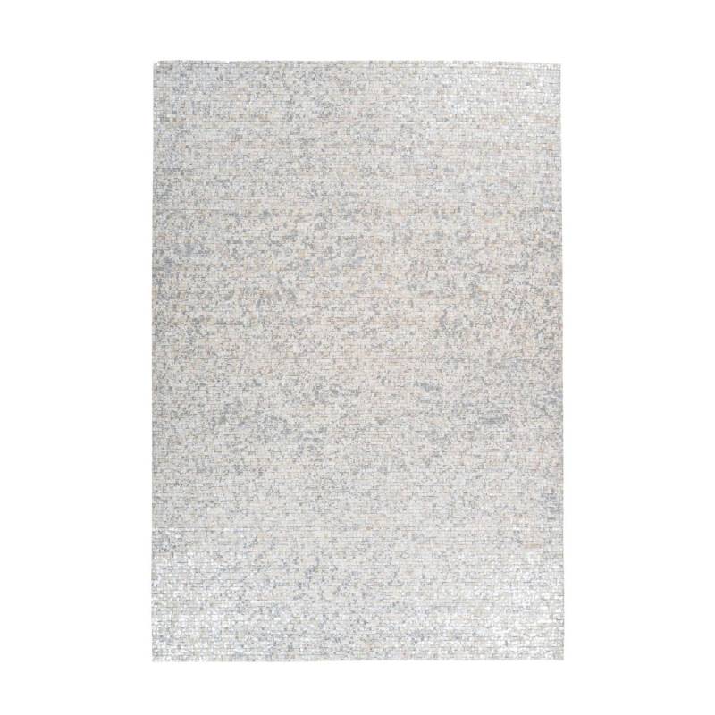 MeGusta Flachflor Teppich PatchworkDesign Weiß - Silber Leder 120x170 cm Teresa von megusta