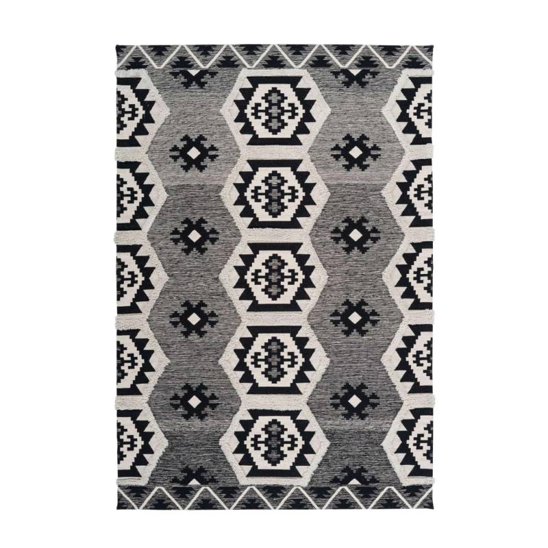 MeGusta Kurzflor Teppich EthnoDesign Grau 3DDesign 80 x 150 cm von megusta
