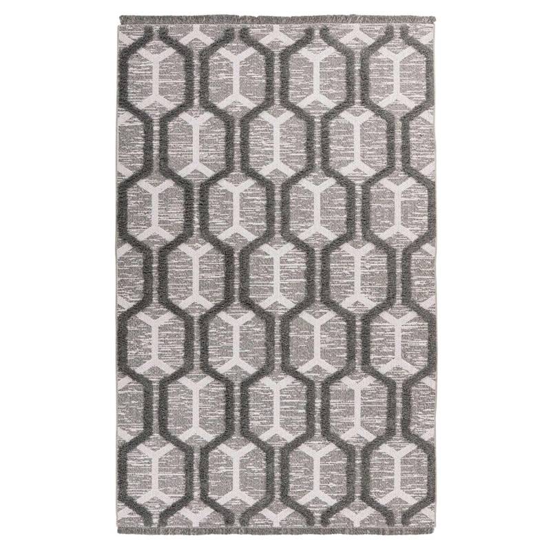 MeGusta Kurzflor Teppich Retro Grau Recyceltes Material 200 x 290 cm von megusta