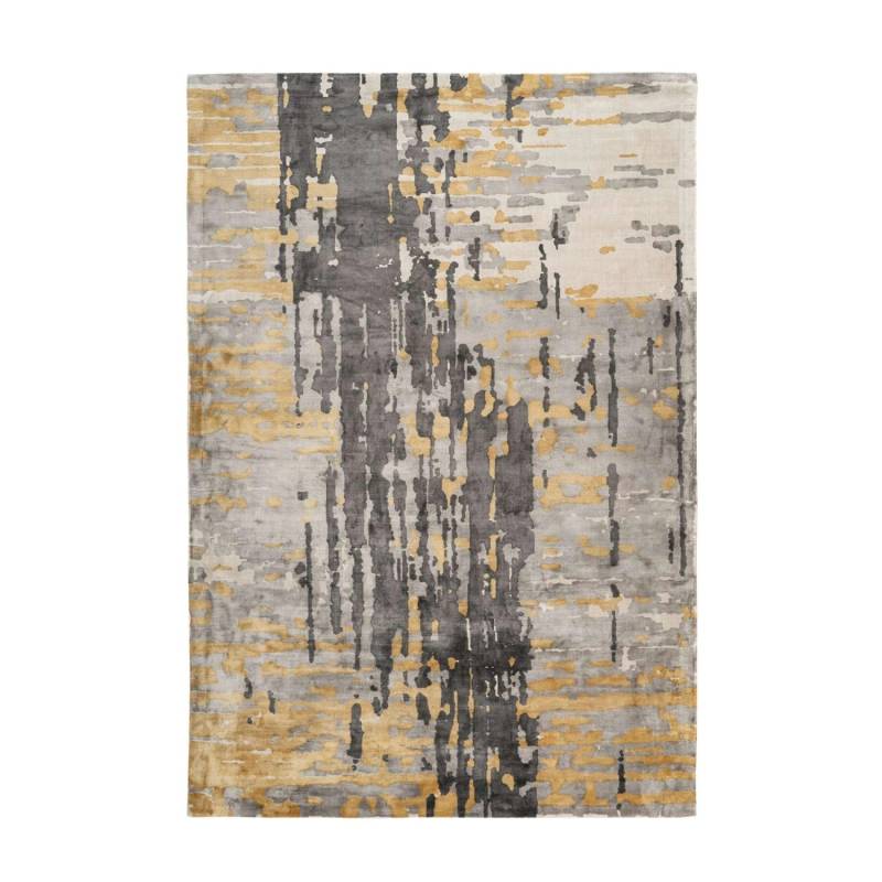 MeGusta Kurzflor Teppich VintageDesign UsedLook PatchworkDesign Grau - Blau - Gold Viskose 160x230 cm Helena von megusta