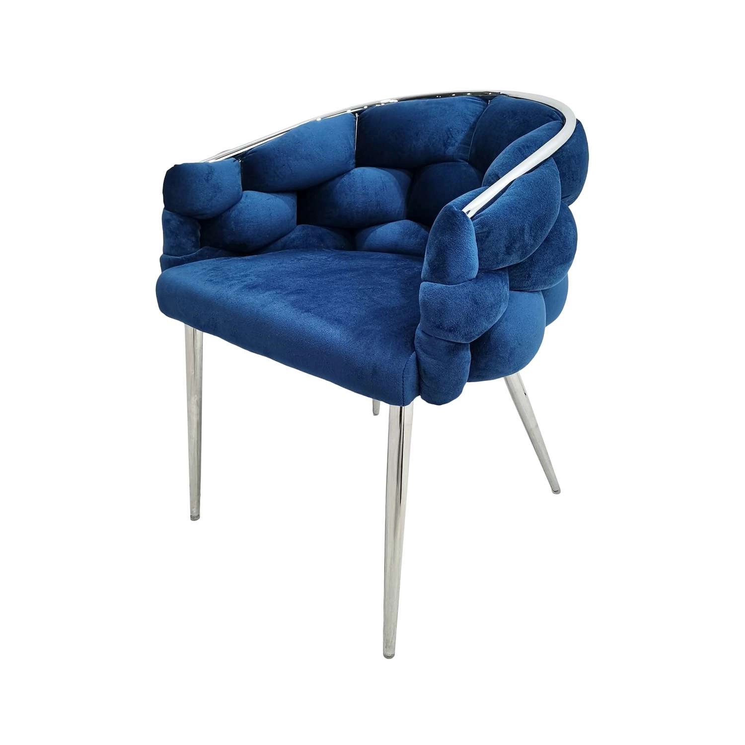MeGusta Moderner Stuhl 2er-Set Blau Polsterstuhl Esszimmerstuhl mit Armlehne Paula von megusta