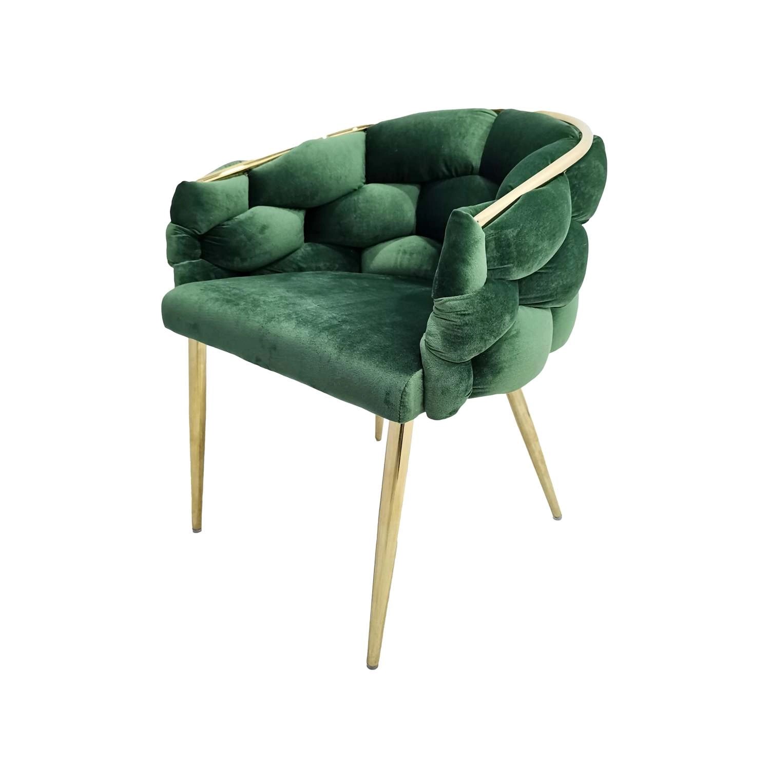 MeGusta Moderner Stuhl 2er-Set Grün Polsterstuhl Esszimmerstuhl mit Armlehne Paula von megusta
