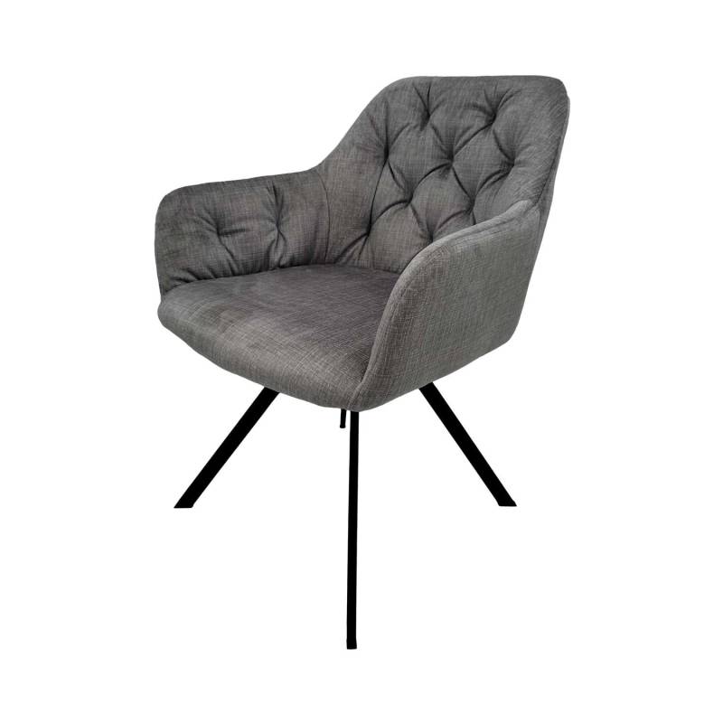 MeGusta Moderner Stuhl Drehstuhl 2er-Set Grau Polsterstuhl Esszimmerstuhl mit Armlehne Alina von megusta