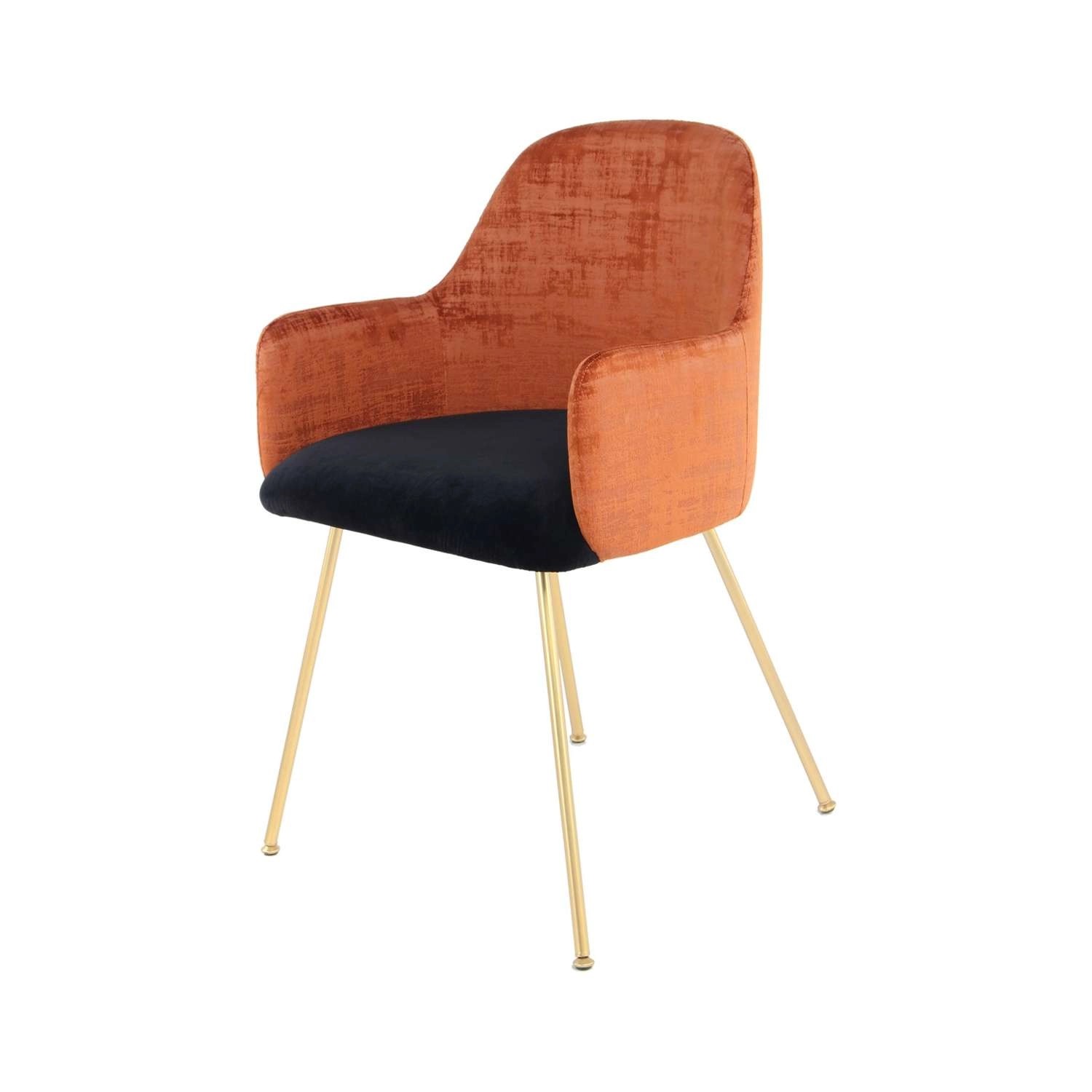 MeGusta Moderner Stuhl Orange Polsterstuhl Esszimmerstuhl mit Armlehne Mia von megusta